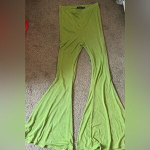Retro Inspired Lime Green Wide Leg Pants